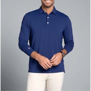 IBKUL Polo Shirt Men's Size XL Blue Long Sleeve Golf Performance